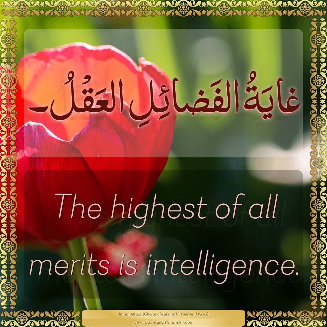 The highest of all merits is intelligence.